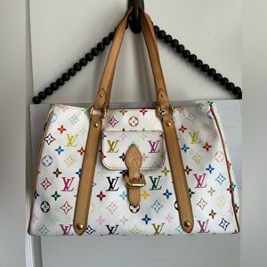LOUIS VUITTON Aurelia MM WHITE MURAKAMI Multicolor Bag Purse Tote LV 15" x 9.8"